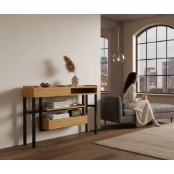 KONSOLA Z SZUFLADĄ DREWNO LITE DĄB OLCHA SKD-296